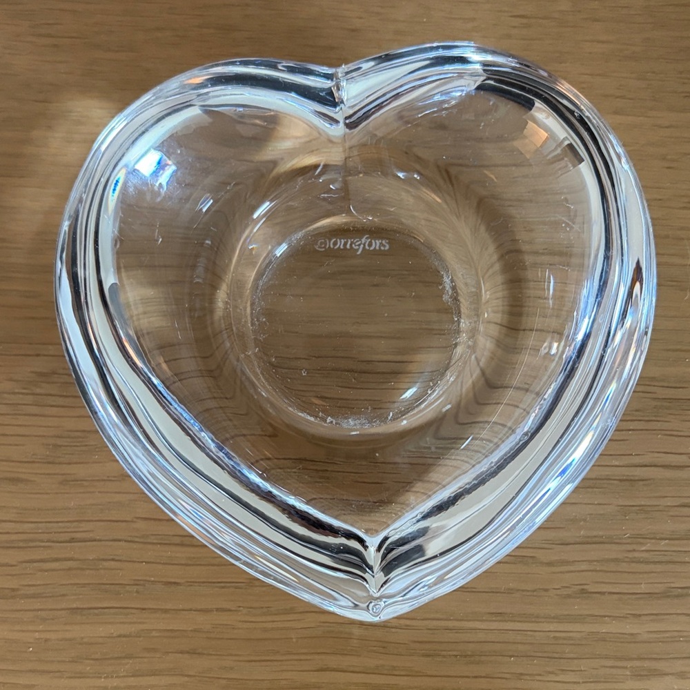 Orrefors Kostaboda Clear Heart-Shaped glass votive